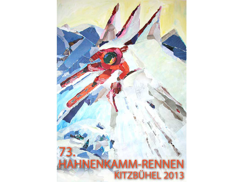 Wettbewerbsbeitrag Hahnenkamm-Rennen Kitzbühel <br>Plakat mit Collage