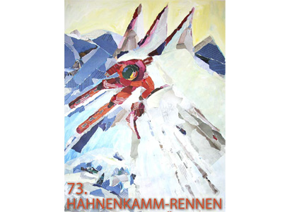Wettbewerbsbeitrag Hahnenkamm-Rennen Kitzbühel <br>Plakat mit Collage 